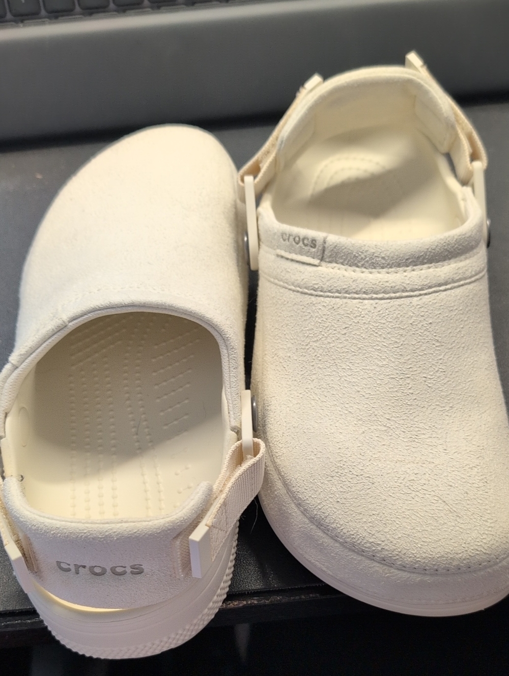 CROCS Vegan Suede Slip-On Clogs In Summit White (cream)